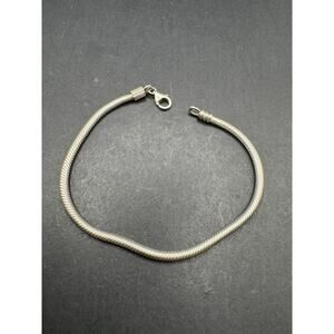 Vintage Cham Signed 925 Sterling Silver Round Snake Link Bracelet 8"